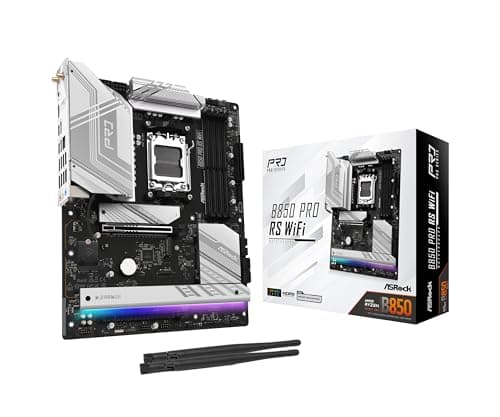 ASRock AMD B850 Pro RS WiFi 6E Socket AM5 Ryzen 9000/8000/7000 Series DDR5 up to 8000+ (OC) MHz 256GB ATX Motherboard M.2 SATA3 6.0 Gb/s PCIe 5.0 BIOS Flashback 2.5G LAN