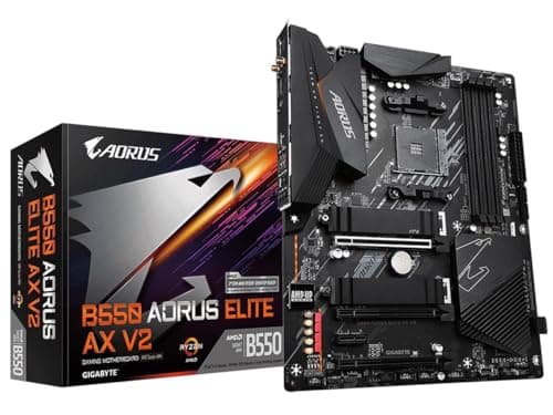 GIGABYTE B550 AORUS Elite AX V2 AMD AM4 ATX Motherboard, Supports Ryzen 5000/4000/3000 Processors, DDR4, 12+2 Power Phase, 2X M.2, PCIe 4.0, Front USB-C, WIFI6, 2.5 GbE LAN, Q-Flash Plus, RGB Fusion