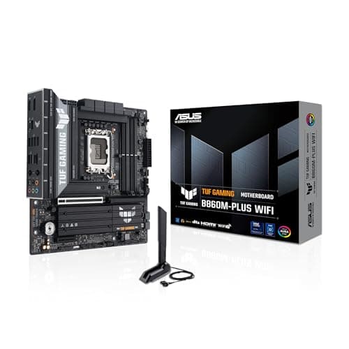 ASUS TUF Gaming B860M-PLUS WiFi, Intel mATX Motherboard, 12 + 1+2 + 180A Power Step DrMOS, DDR5, PCIe 5.0, 3 M.2 Slots, Wi-Fi 7, Realtek 2.5 Gb Ethernet, DisplayPort, HDMI, USB 20Gbps Type-C