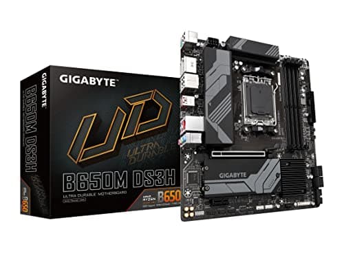 GIGABYTE B650M DS3H AMD AM5 mATX Motherboard, Support Ryzen 9000/8000/7000 Series, DDR5, 6+2+1 Power Phase, 2X M.2, PCIe 4.0, USB-C 3.2 Gen 2, 2.5GbE, EZ-Latch, Q-Flash, RGB Fusion