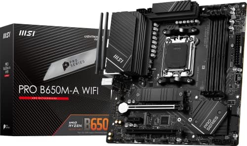 MSI PRO B650M-A WiFi ProSeries Motherboard (AMD AM5, mATX, DDR5, PCIe 4.0, M.2, SATA 6Gb/s, USB 3.2 Gen 2, HDMI/DP, Wi-Fi 6E, AMD Ryzen 7000 Series Desktop Processors) (Renewed)