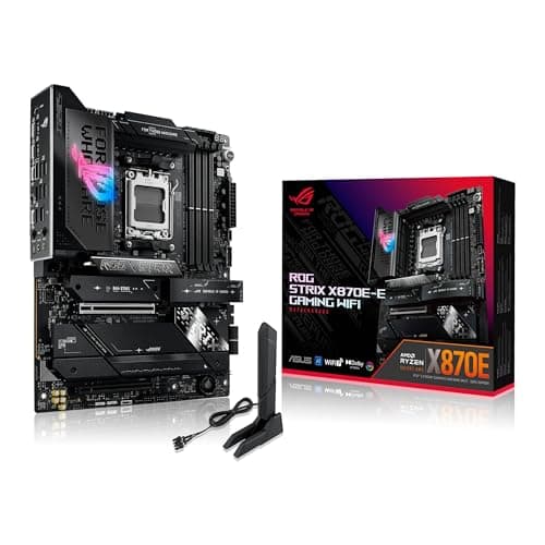 ASUS ROG Strix X870E-E Gaming WiFi - AMD Ryzen AM5 X870E ATX Gaming Motherboards (DDR5, 18+2+2 DrMOS, 5 x M.2, PCIe 5.0, WiFi 7, USB4 Type-C C, USB 20Gbps Type-C up to 30W, HDMI, Aura Sync RGB)